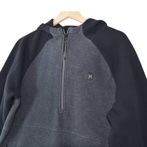 Hurley x Nike Fabric Hoodie M Half Zip Black Gray Surf Skate Streetwear - Picture 1 of 8